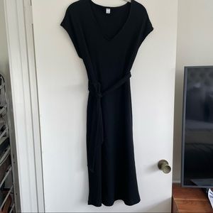 Black Ribbed Sweater Knit Dress